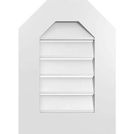 Ekena Millwork Octagonal Top Surface Mount PVC Gable Vent: Functional, w/ 3-1/2"W x 1"P Standard Frame, 16"W x 22"H GVPOT16X2201SF